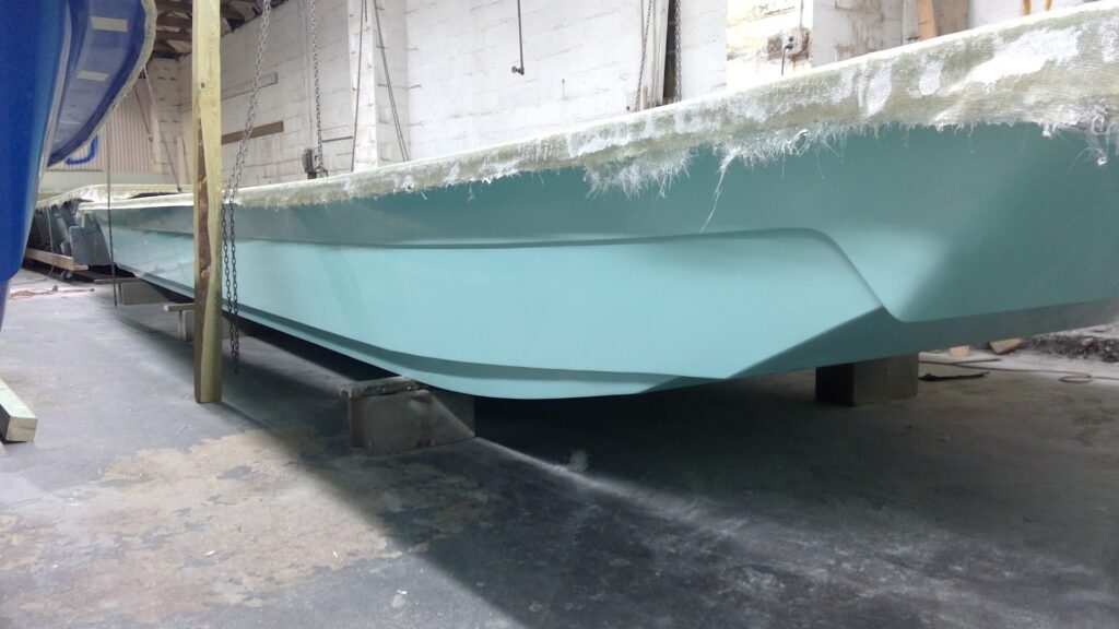New boat being built. Shown in the custom blue color for the CRMA.